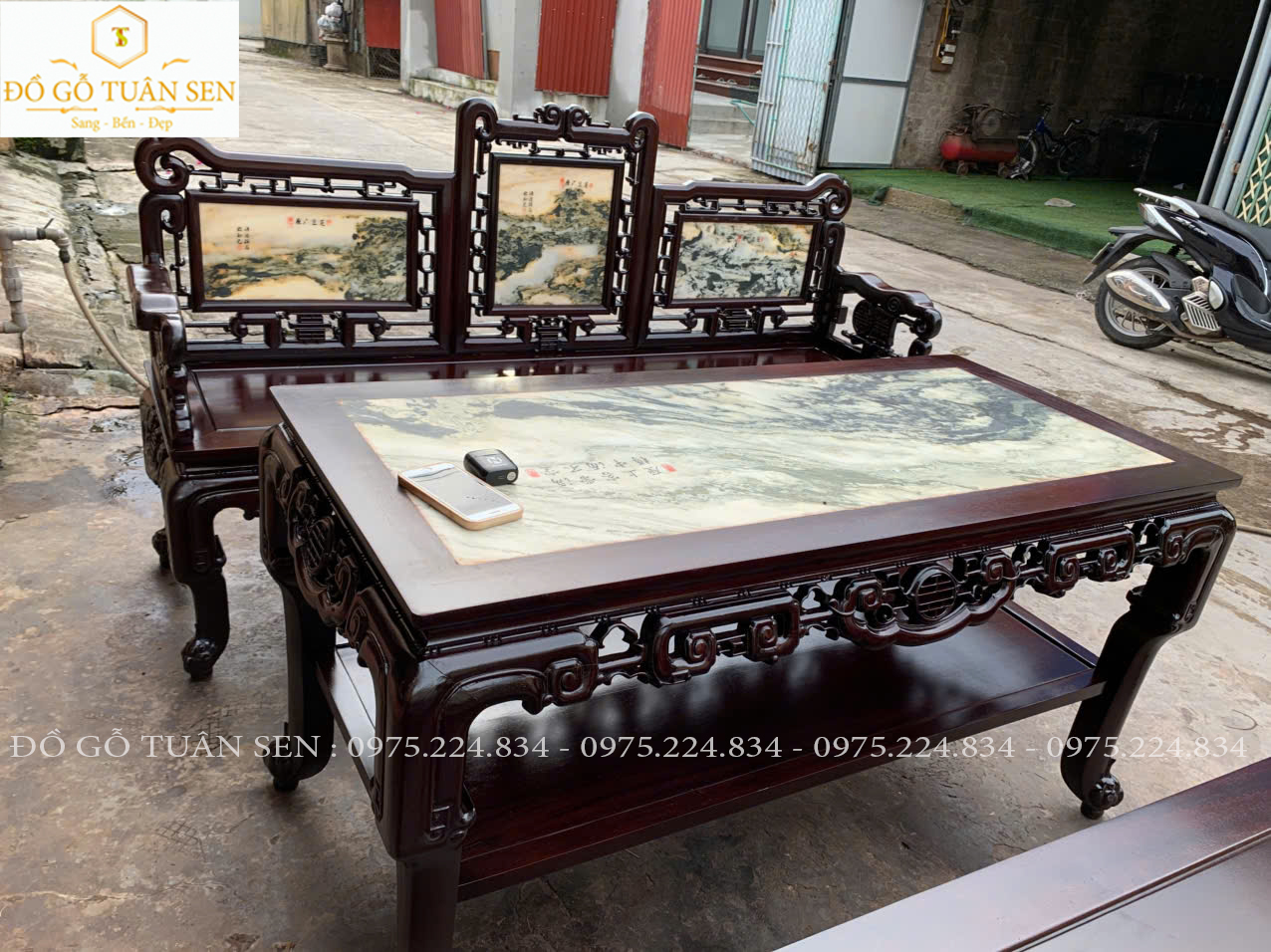 Hình ảnh bộ trường đục 2 mặt gỗ gụ 